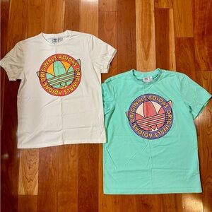 BUNDLE DEAL EUC Adidas White and Green Short Sleeve Tees